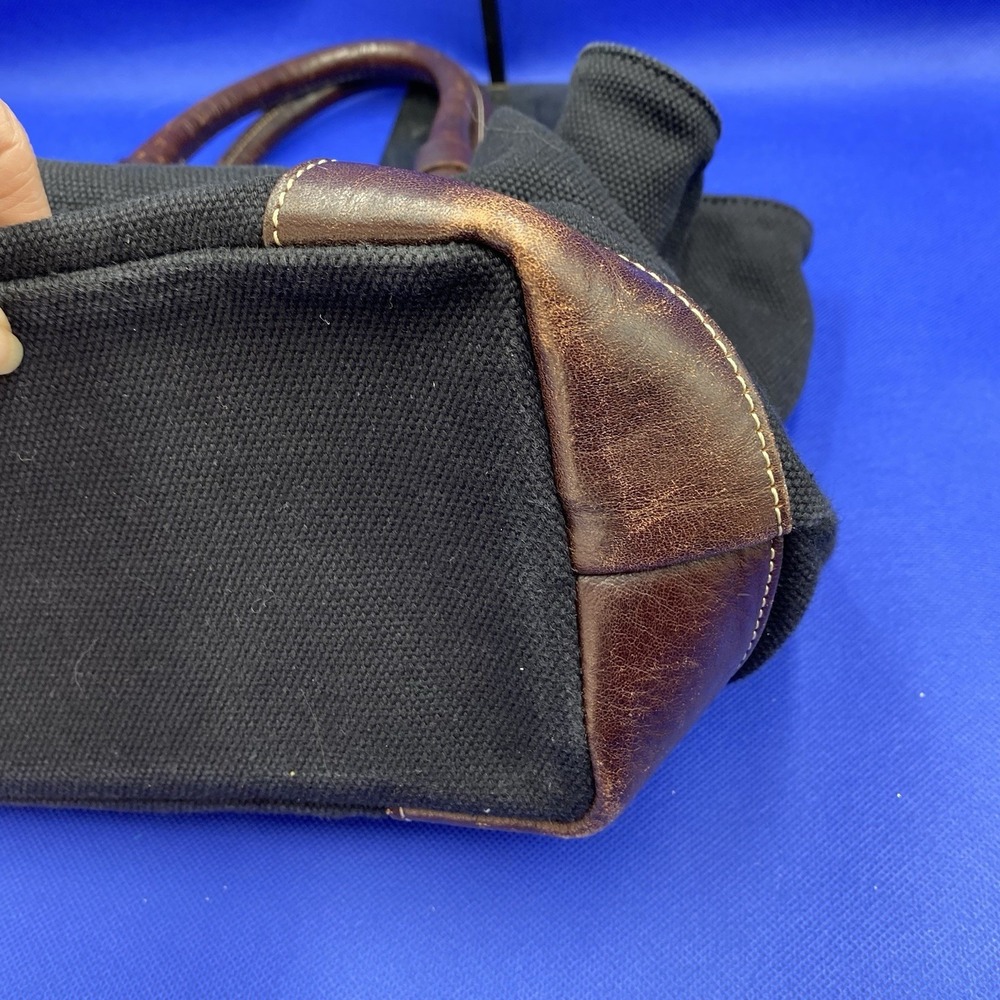 LEVENGER Canvas LEATHER Trim TOTE BAG PURSE BROWN BLACK SHOULDER BAG - Picture 6 of 11